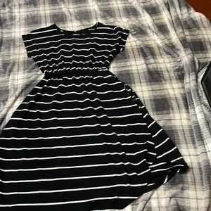 Amazon, black dress white striped with pockets